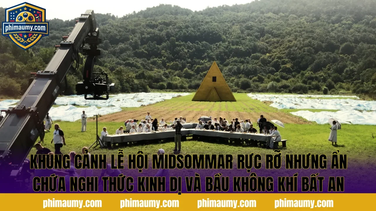 Khung cảnh lễ hội Midsommar rực rỡ nhưng ẩn chứa nghi thức kinh dị và bầu không khí bất an