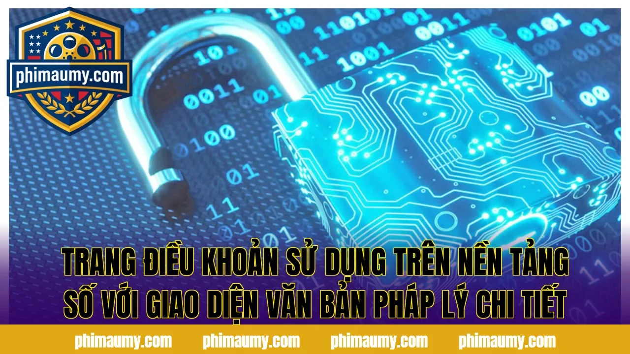 Trang điều khoản sử dụng trên nền tảng số với giao diện văn bản pháp lý chi tiết